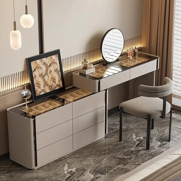 Coiffeuse commode pour ensembles de chambre à coucher vanité moderne avec miroir armoire à bijoux tabouret Console de maquillage coffres vanité 1 Coiffeuse commode pour ensembles de chambre à coucher vanité moderne avec miroir armoire à bijoux tabouret Console de maquillage coffres vanité 1