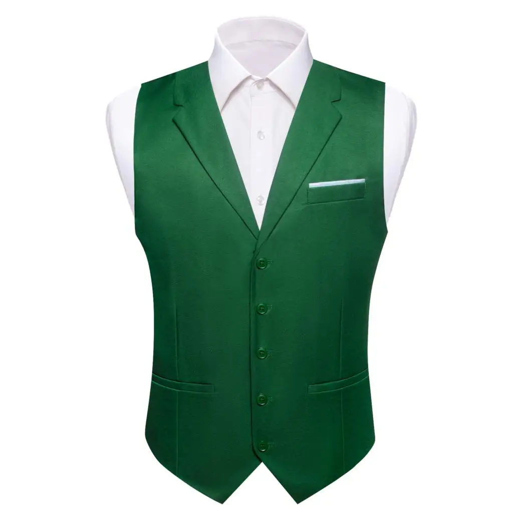 

Barry Wang Vest for Men Silk Solid Plain Green Red Blue Black Pink Wedding Waistcoat Lapel Party Formal Male Sleeveless Jacket