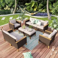 Wicker Patio Furniture Set,Single Chair,Ottoman,Loveseat Sofa,3-Seat Sofa, All-Weather Outdoor PE Rattan Patio Conversation Set 1