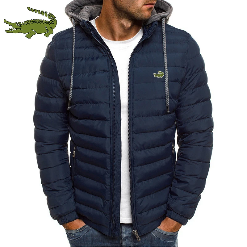 Embroidered High Quality Men'S Warm And Windproof Cotton Jacket Fashion Casual Hooded Thickened Printed Cotton Jacket Coat S-3XL