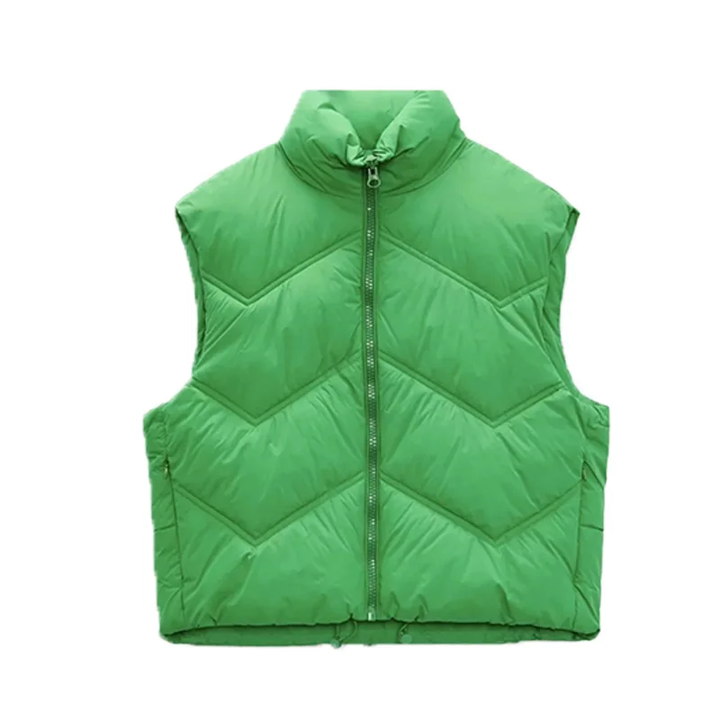 Womens Parkas Vest Jackets Coats Green With Zipper Jacket Female Casual Fashion Waistcoat Ladies Sleeveless Solid Woman Outwear long puffer jacket