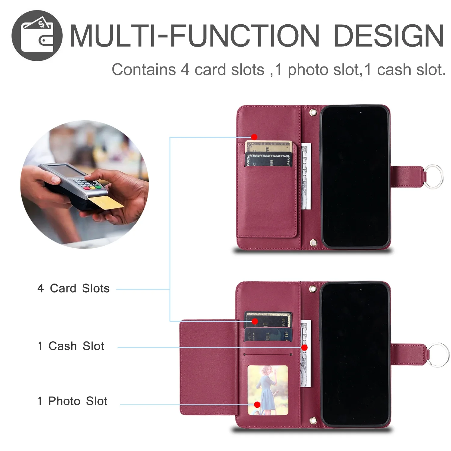 Elegant PU Leather Flip Wallet Phone Case Cover