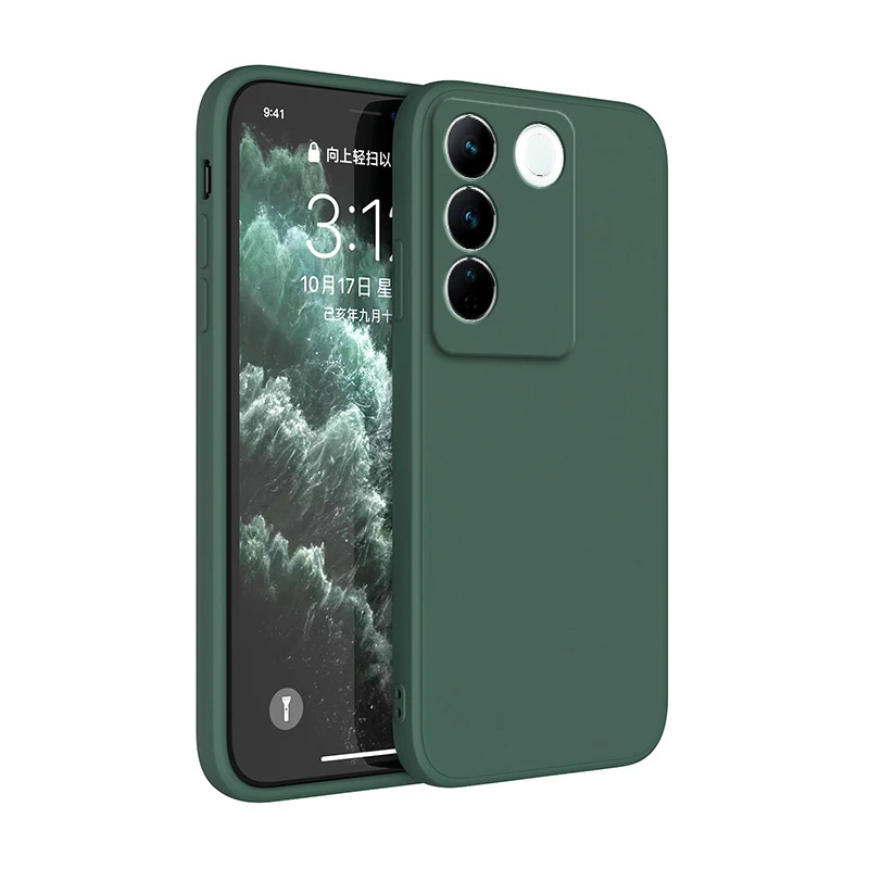 Enhanced Shockproof Liquid Silicone Phone Case - Square Design, Soft & Durable Back Cover