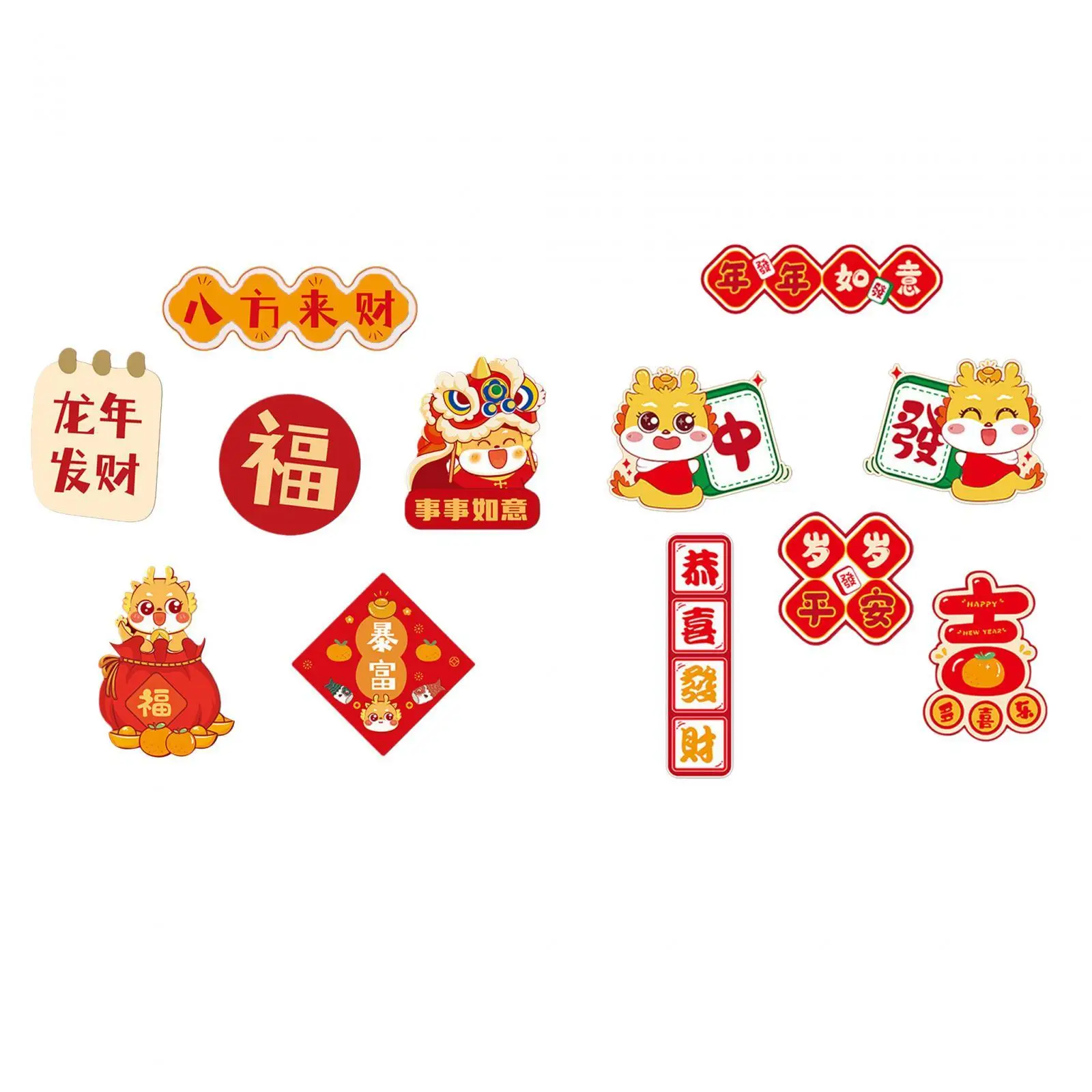 

6Pcs Chinese New Year Refrigerator Magnets 3D Creative Decals Fridge Magnets for Cabinet Spring Festival Holiday Home Decor