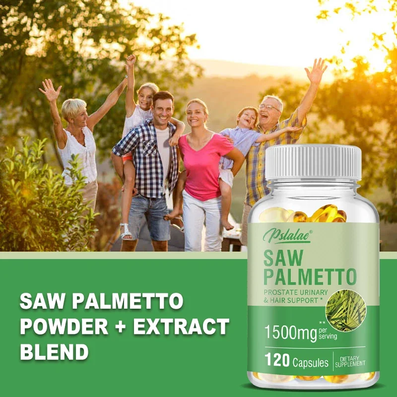 Saw Palmetto Supplement Promotes Prostate Health Blocks DHT Fights Hair Loss Gluten-free Non-GMO 120 Capsules