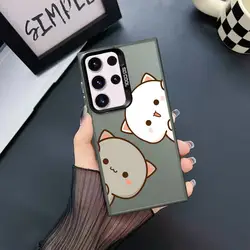 Cute Cartoon Cat Couple Phone Case - Stylish Protective Shell Cover - Galaxy S22 (UUAOA01)