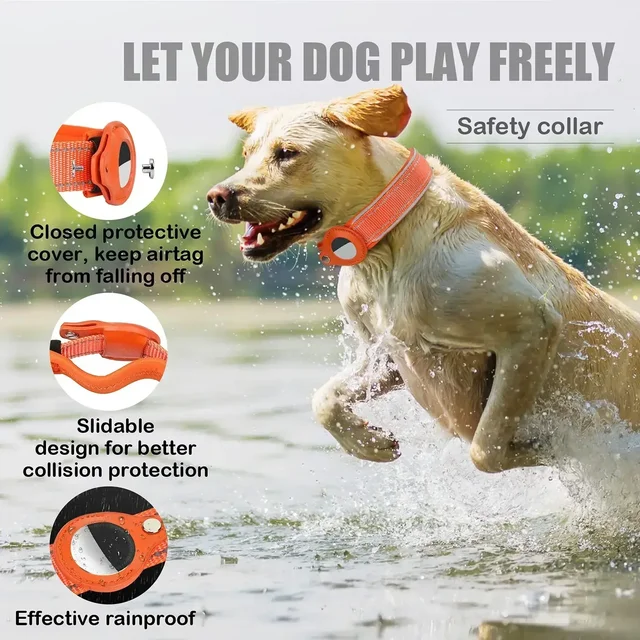 S93f62c6b4ac24cc0a319727675e9d95dM.jpg Anti-Lost Dog Collar Waterproof Airtag Protective Case Reflective Pet Necklace for French Bulldog Pitbull, Large Dog Accesories