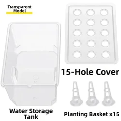 Compact Hydroponic Indoor Herb Garden System - Easy to Clean, 15 Plant Sites, 32x22x18cm (Transparent)