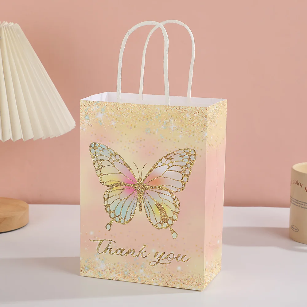 10 sacchetti regalo a forma di farfalla, sacchetti regalo con manico