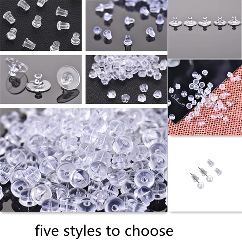 200-2000pcs Soft Silicone Rubber Earring Back Stoppers for Stud DIY Fine Accessories Bullet Tube Plugs