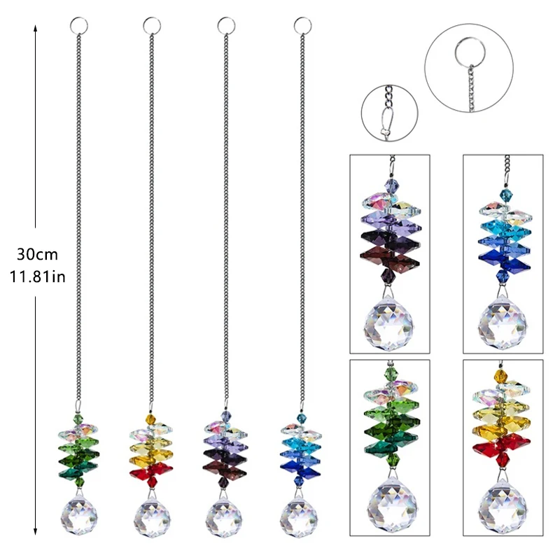 4pcs 20mm Chandelier Crystal Prism Ball Light Catcher Window Hanging Rainbow Maker Home Garden Decoration Set