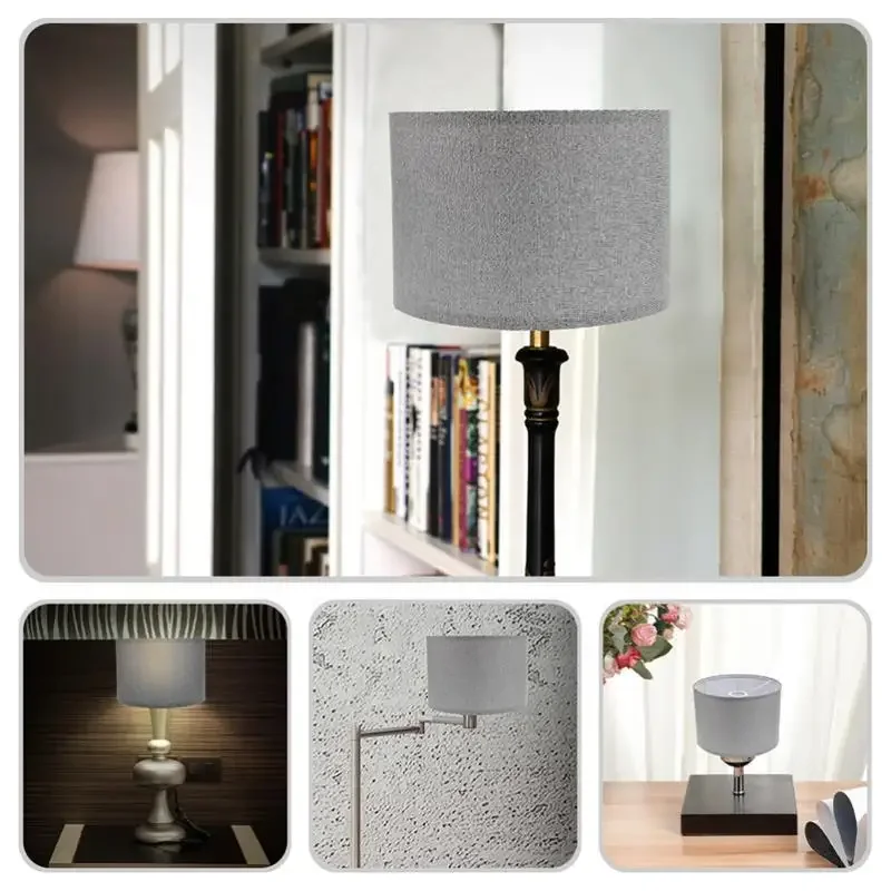Description Picture 3 of itemGrey Linen Lamp Cover Bulb Replacement Cloth Lampshade Cover Fabric For Table Lamp Floor Light Lamp Shade Home Coffee Shop Decor