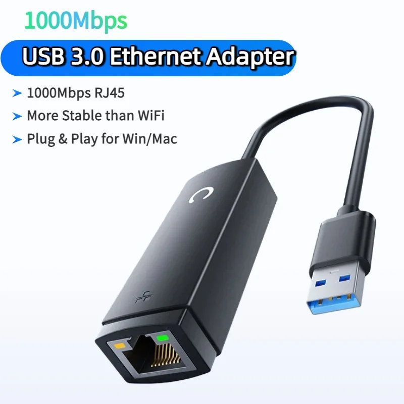 High-Speed USB-C to Gigabit Ethernet Adapter – RJ45 to USB 3.0/Thunderbolt 3