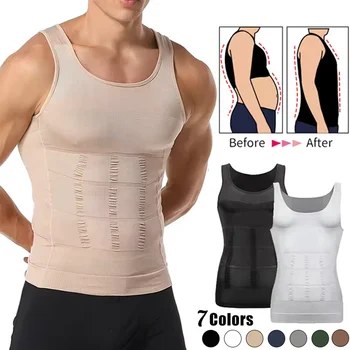 Mens Slimming Body Shaper Vest Shirt Abs Abdomen Slim Gym Workout Tummy Control Compression Tank Top Sleeveless Shapewear 1