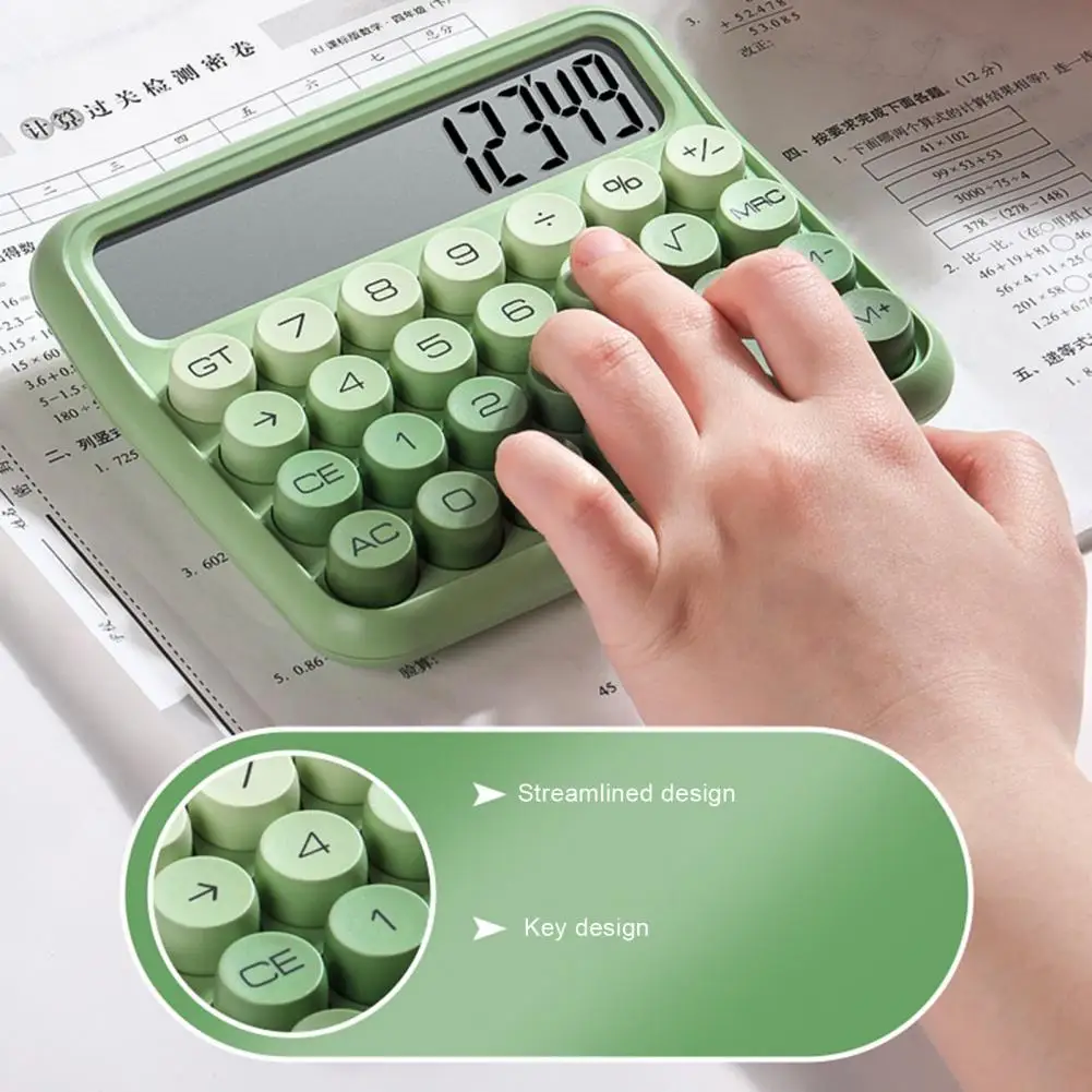 12-Digit Calculator Professional Simple Solid Color Calculator with Silent Mechanical Switch Big Buttons for Office School - 4