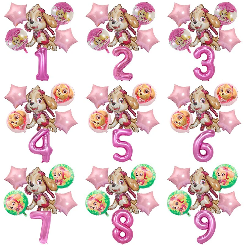 Pink Collection Paw Patrol Toy Ball Skye Cute Paw Dog Decoration Girl Birthday Party Decorazione D'Interni Set Regalo Per Bambini