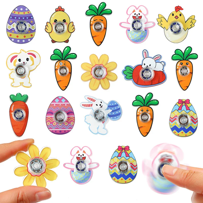 10/20Pcs Easter Fingertip Spinner Cartoon Bunny Egg Fidget Spinner Fidget Toy for Kids Birthday Party Favors Goodie Bag Stuffers