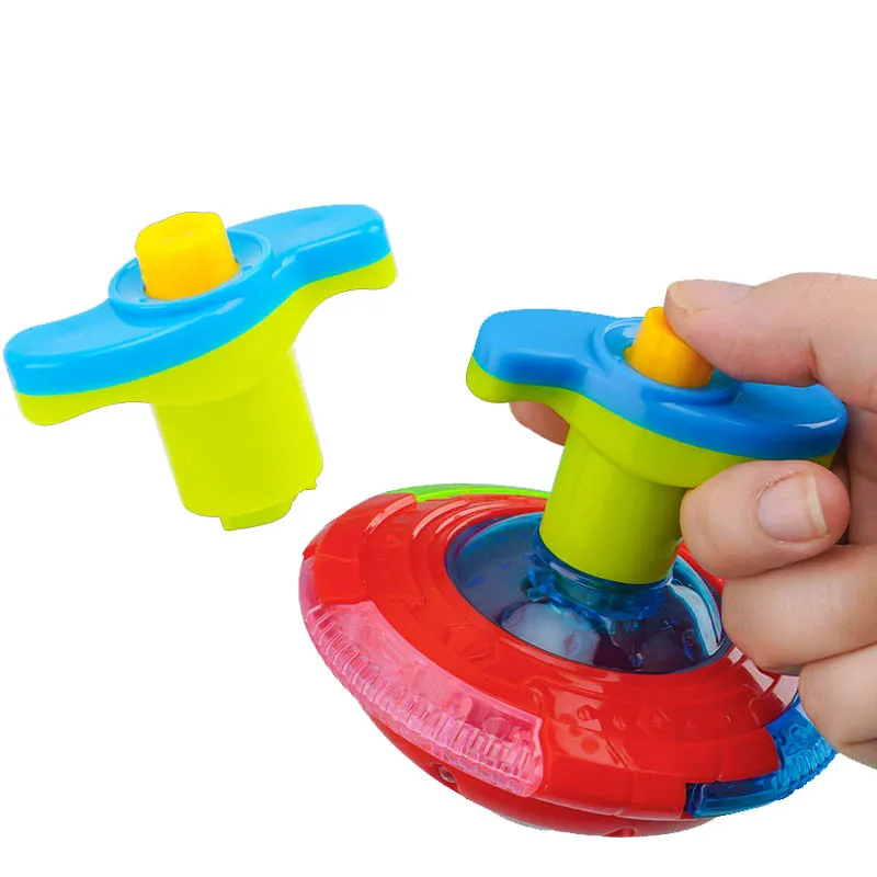 UFO Flashing Wing Spinning Top Kids Gyro Light Up LED Music Launcher Rotating Toys Birthday Party Favors