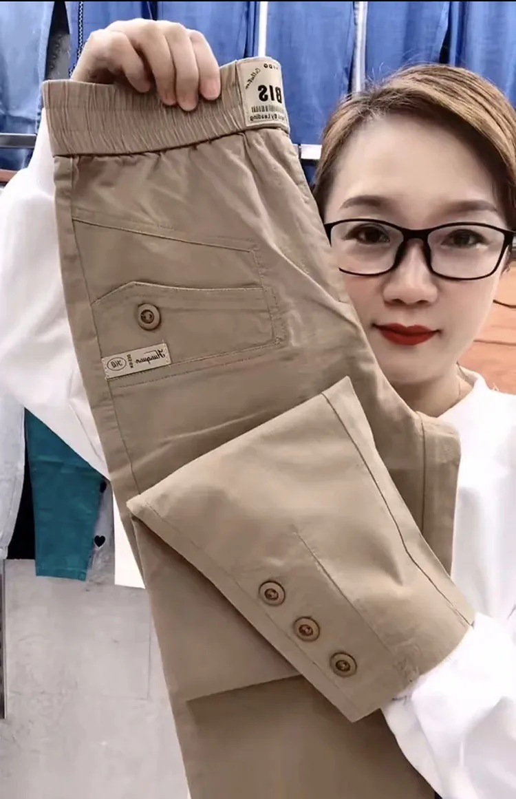 Women Cotton Linen Harun Pants Summer Loose New 2023 Ladies High Waist Versatile Thin Slim Casual Pants Female Nine-Point Pants