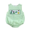0-18M Infant Baby Boy Summer Outfits Newborn Sleeveless Smocked Bubble Romper Golf Clothes 1