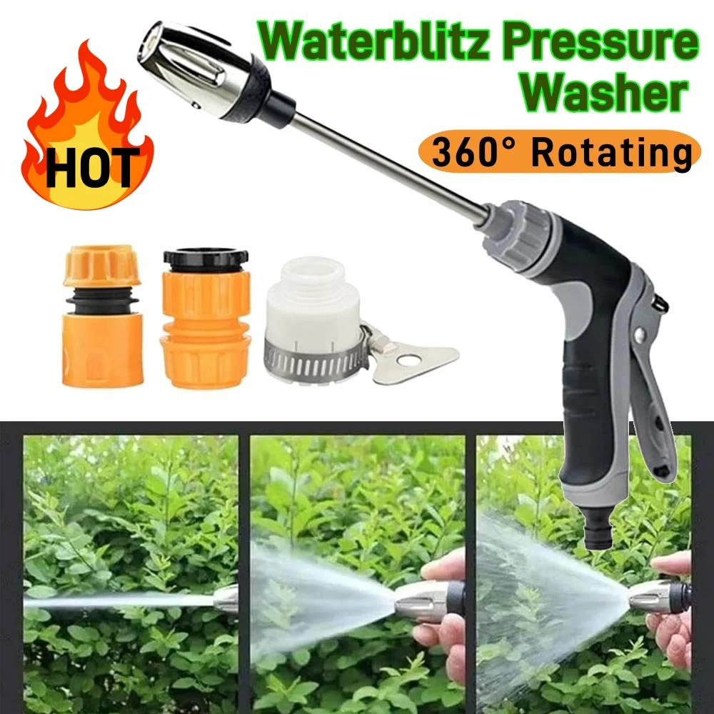 Garden Pressure Power Washer Waterblitz High Pressure Turbowasher Pressure Washer Gun for Car Cleaning with 360° Rotating Hose