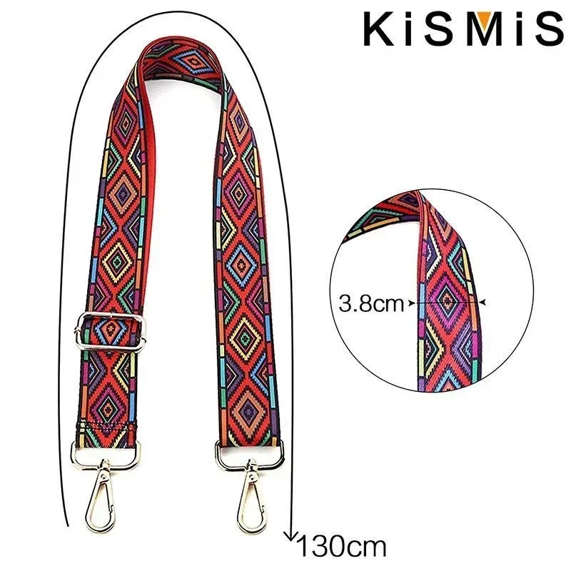 Embroidered Colorful Nylon Crossbody Strap for Women - Adjustable Fashion Shoulder Bag Accessory