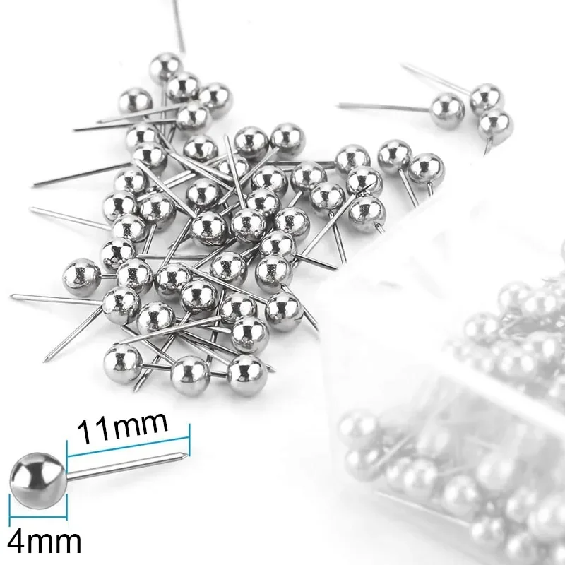 Map Tacks Thumbtack Retro Metallic Color Decorative Thumb Tacks Beads Head Marking Push Pins for Cork Board 200Pcs 1/8Inch