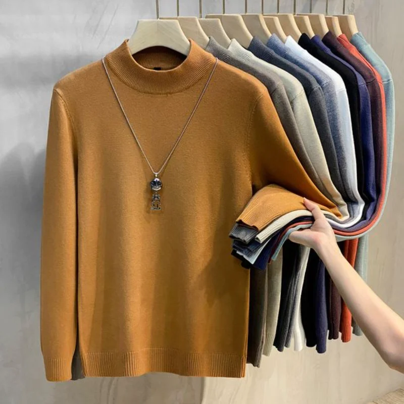 

New Arrival Men's Solid Color Casual Pullover Sweater Long Sleeves Knitted Pullovers Male Sweaters Pull Homme Men Clothing Q310