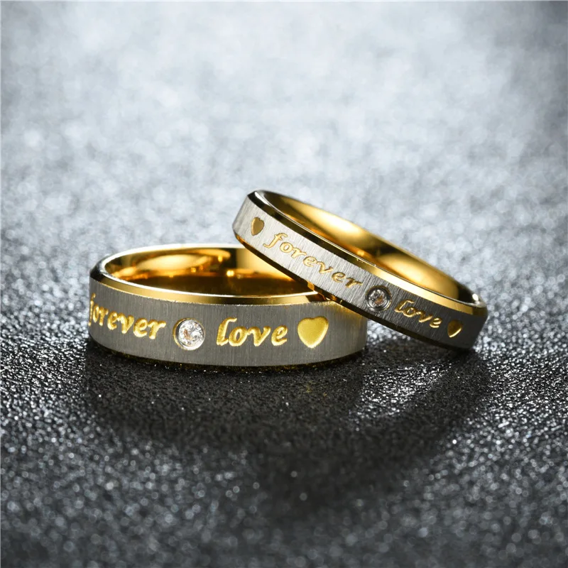 Forever Love Couple Ring For Women Men Heart Stainless Steel Wedding Ring Fashion Engaged Party Jewelry engagement rings fashion rings fashion ring wedding rings couple rings stainless steel rings finger rings metal rings