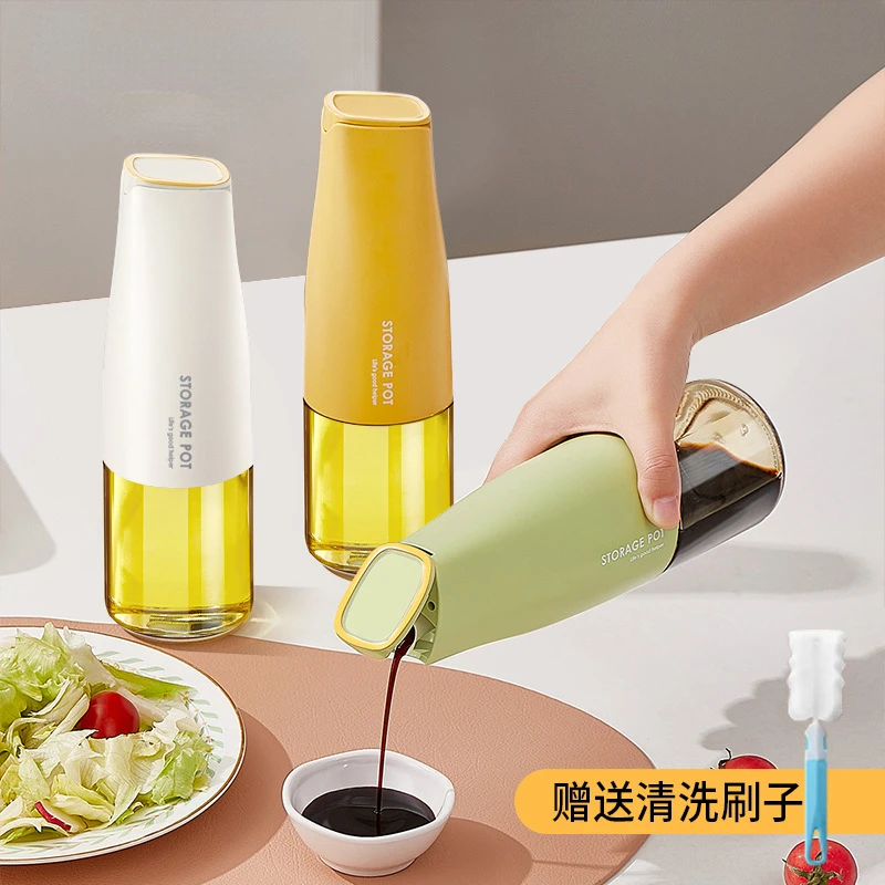 

Automatic opening and closing of gravity oil pot Household oil-free glass oil bottle Kitchen 500ml oil tank soy sauce vinegar