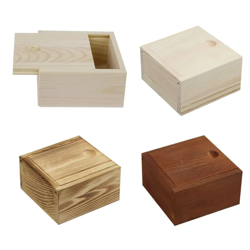 Home Decoration Card Keeper With Slide Top Beads Container Storage Box Wooden Box Jewelry Organizer Case