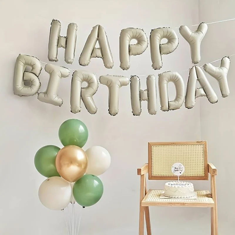 생일 축하 편지 풍선 16 인치 크림 베이지 Boho 브라운 생일 편지 풍선 생일 기념일 파티 장식