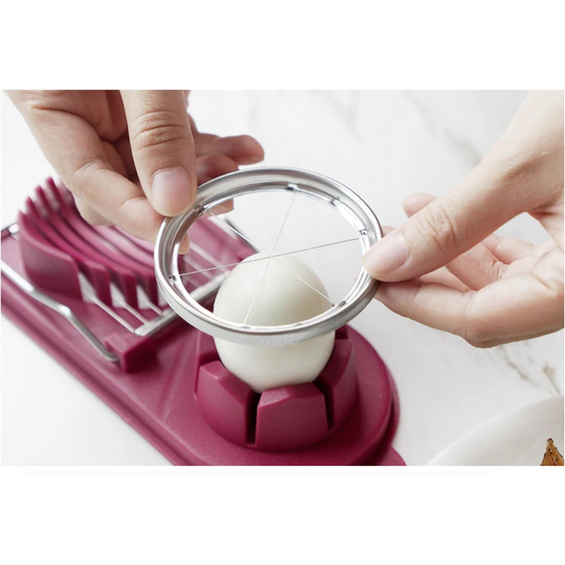 2-In-1 Egg Slicer Fancy Splitting Stainless Steel Egg Cutter Mold