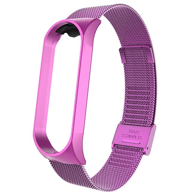 Strap For Xiaomi Mi Band 6 4 5 Wrist Metal Bracelet Screwless Stainless Steel MIband for Mi Band 4 3 5 Strap Wristbands Pulseira pink