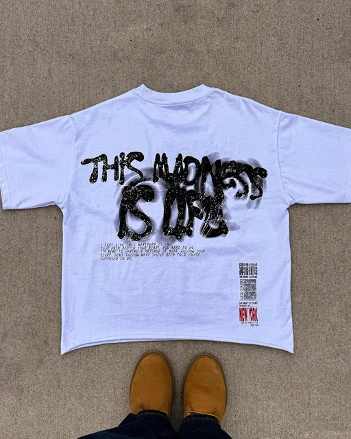 Y2k American Clothing Heavyweight Streetwear T-Shirt Blank Retro 