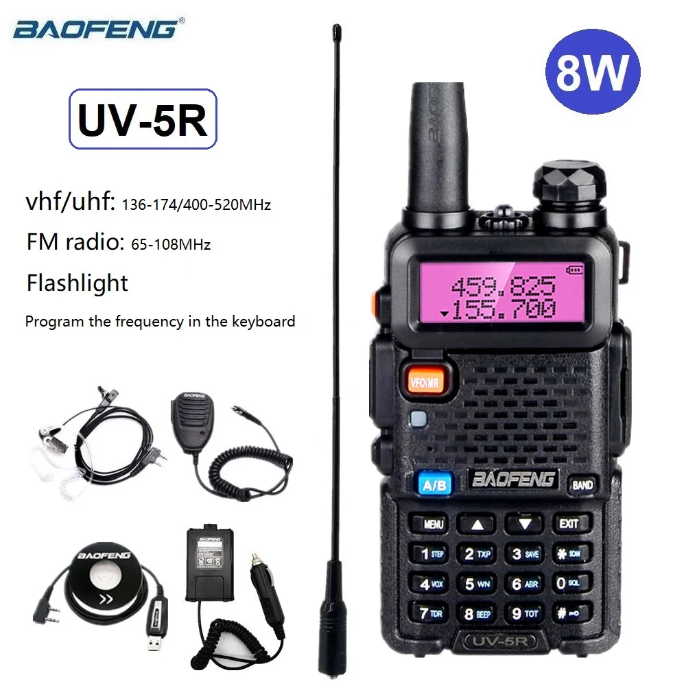 UV 5R Baofeng uv5r 8w Walkie Talkie vhf/uhf 136-174/400-520Mhz Scanner Radio hf Transceiver Ham Radio Station UV-5R for Hiking picture