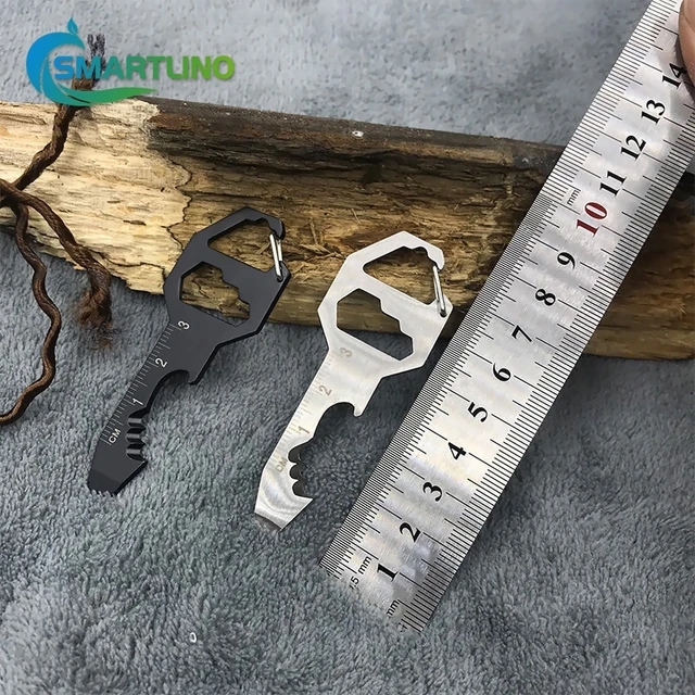 Stainless Steel Multi-Tools Self Defense Keychain Bottle Opener Metric Ruler Screwdriver EDC Gadget Universal Pocket Tools 5