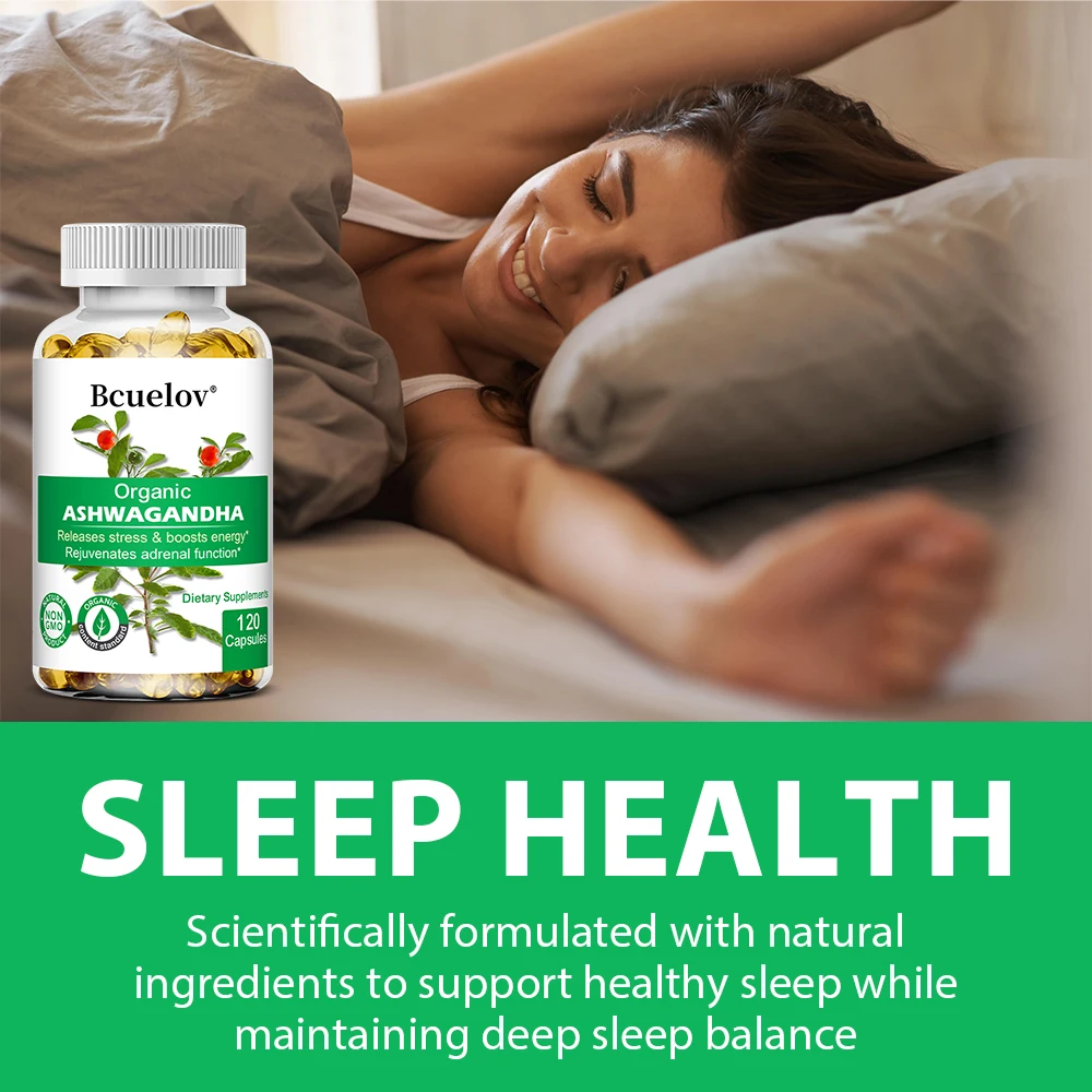 Ashwagandha Capsules-Improve Mood,Confrontation Stress,Improve Sleep Quality,Supports Energy,Enhancing Immunity,120 Capsules