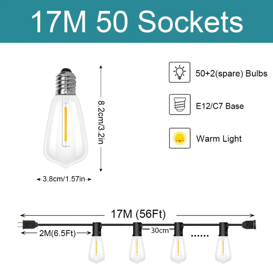 Outdoor LED String Lights for Garden and Patio Decoration