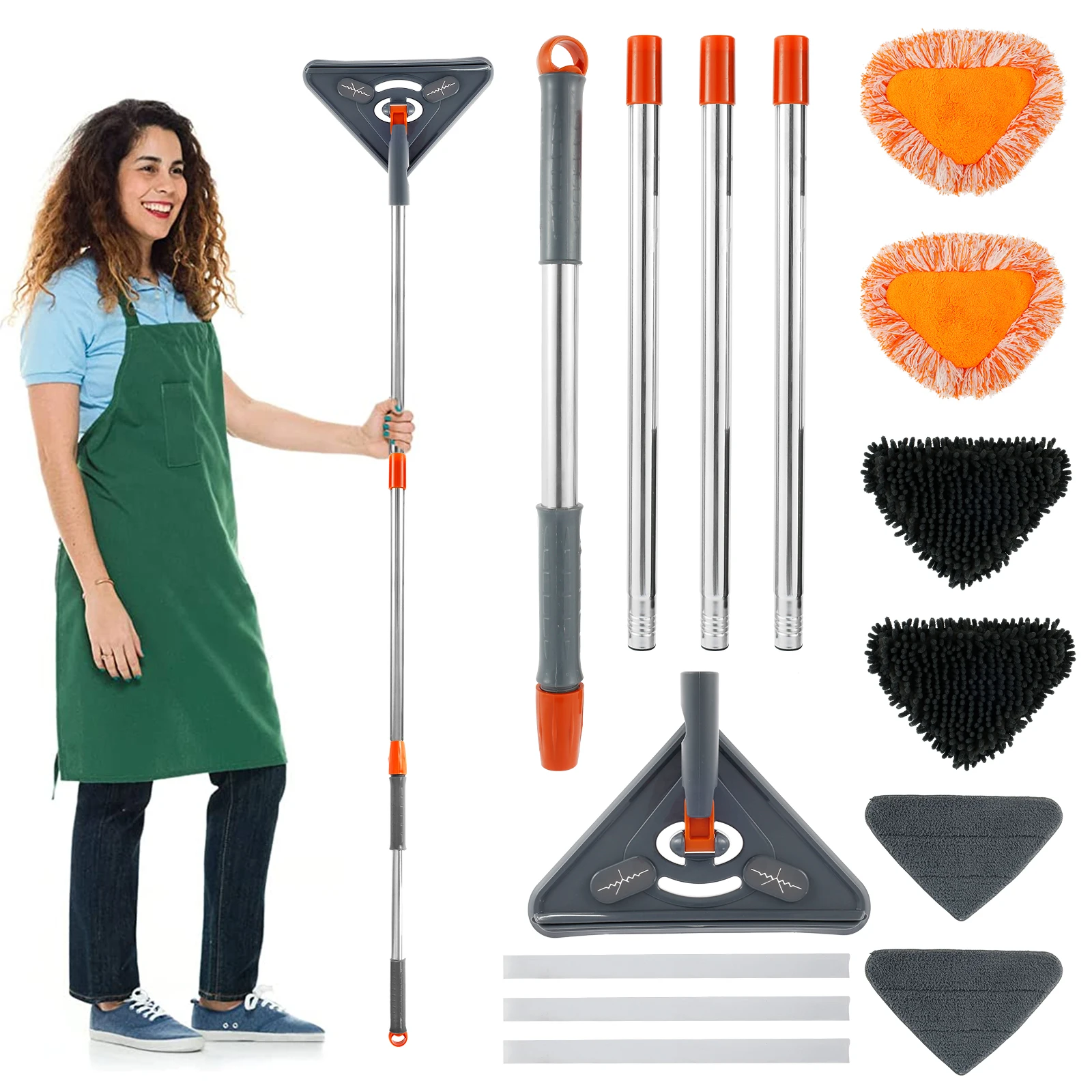 

Wall Cleaner Set with Long Handle 360° Rotatable Ceiling Dust Cleaner with 6 Replacement Mop Cloth 82in Adjustable Wall Cleaning