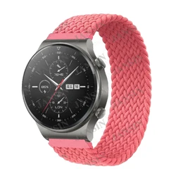Braided Nylon Solo Loop Strap - 20mm/22mm Adjustable Bracelet Band - L (Pink Punch)