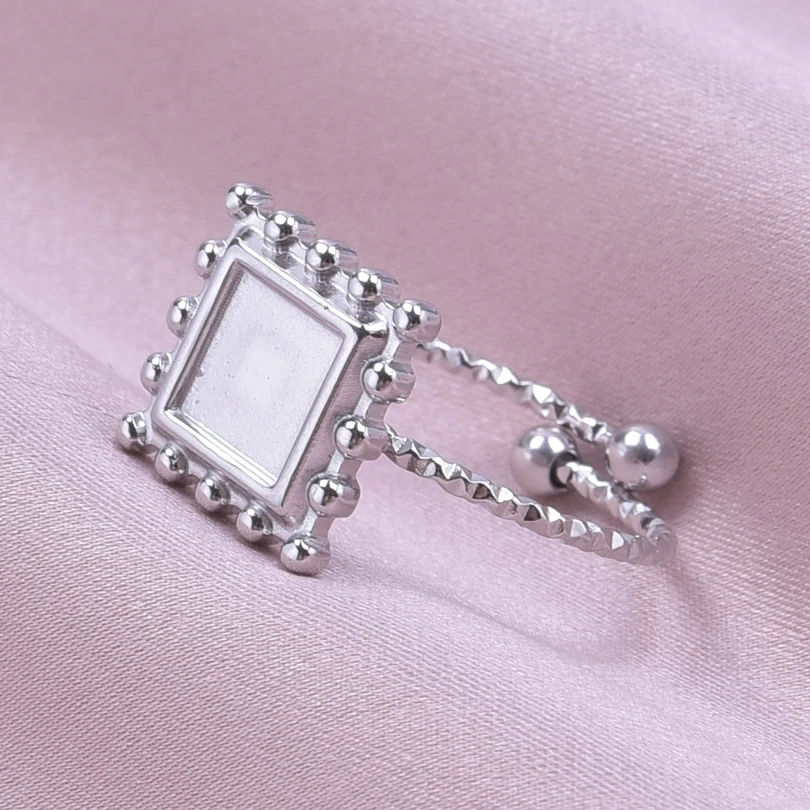 5 stücke Edelstahl Kurze Geometrie Ring Hand Diy Stein Bohrer Strass Silber Farbe Kein Verblassen Finger Schmuck Paar Ringe – Detail 3