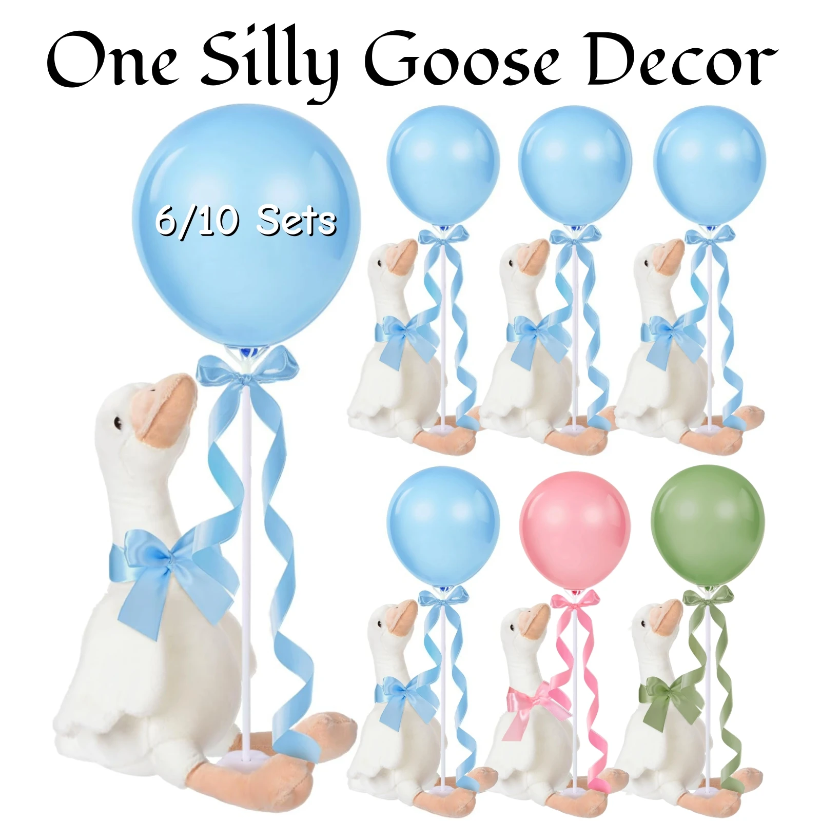 Pluche gans knuffeldier tafeldecoratie voor babyborrel_voghion.com