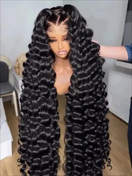 Parrucche sintetiche Loose Deep Wave 13X4X1 HD Full Lace Frontal per donna, pre-arricciate con baby hair, fibra resistente al calore, morbide, per cosplay.