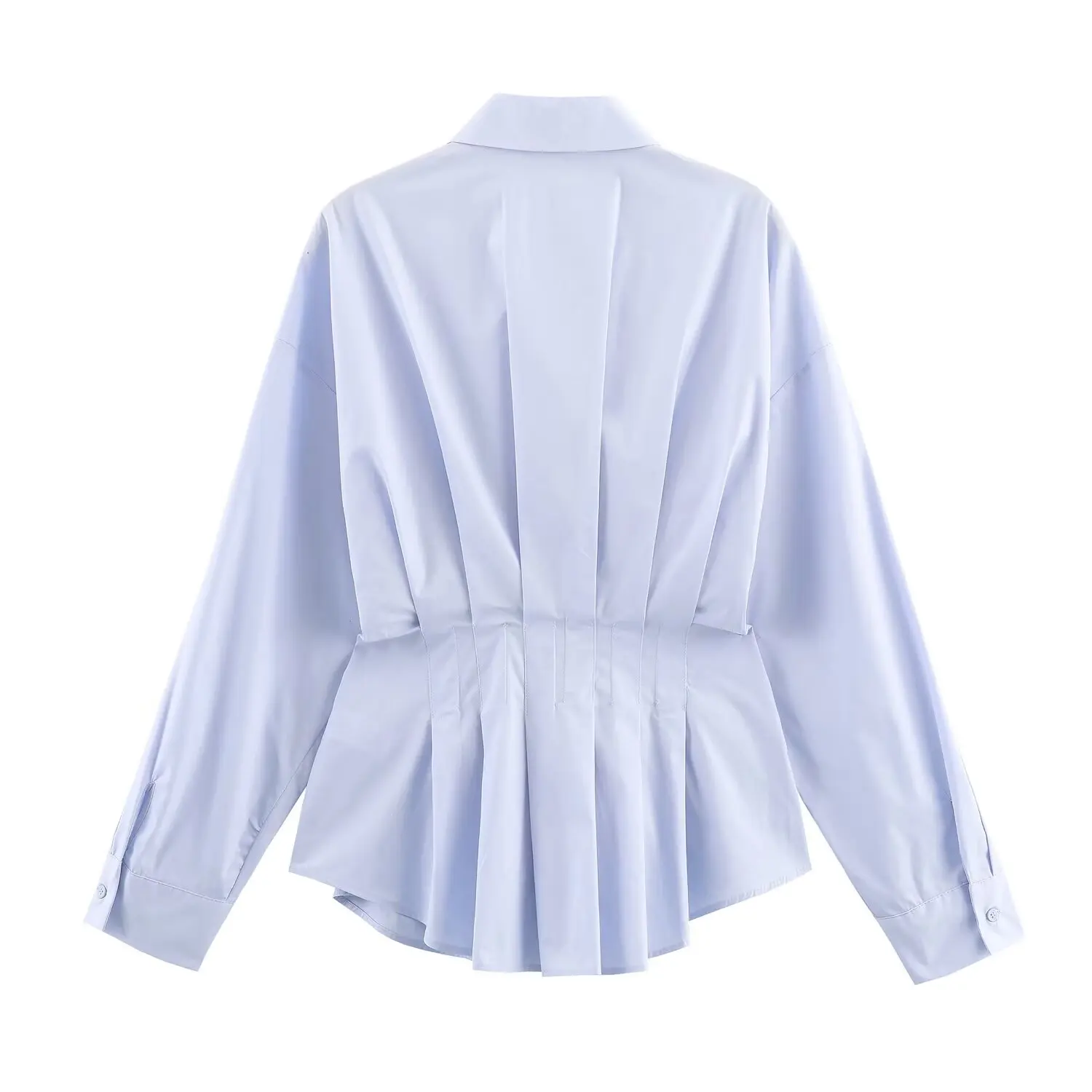 Women French Style Elegant Pleated Shirt Pullover Female Solid Shirt Chic Sexy Casual Spring Autumn Blouse Lady Shirt Streetwear