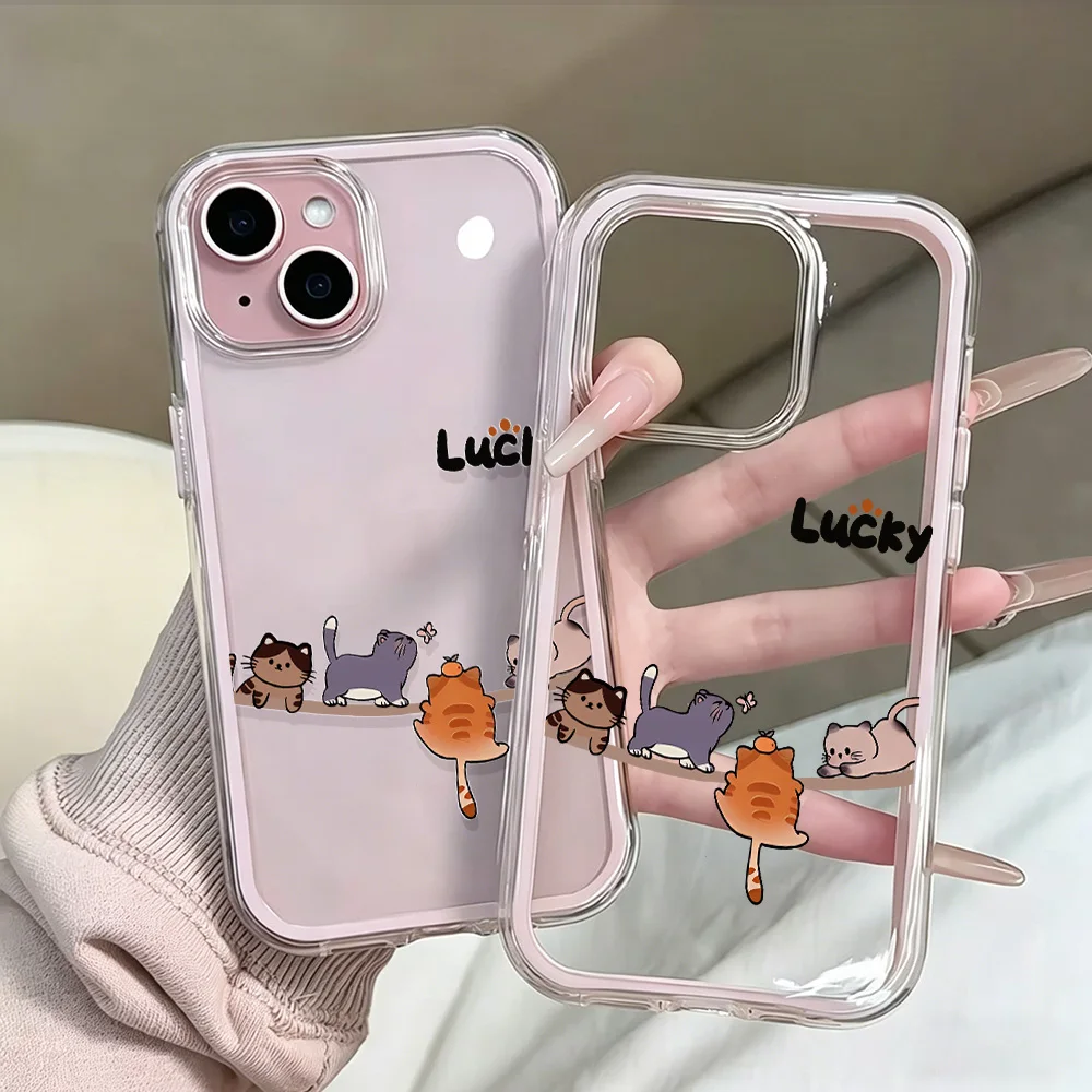 Whimsical Cat Design Clear Phone Case