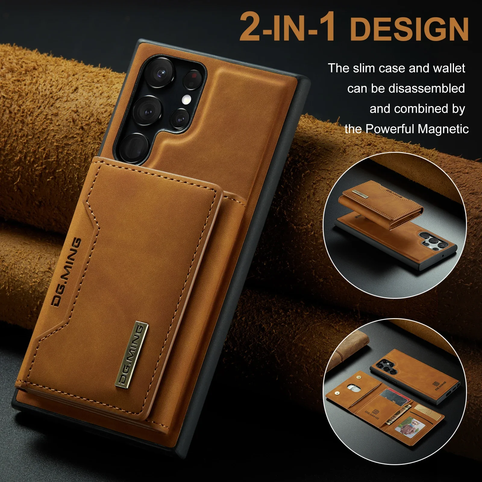 

2 IN 1 Detachable Leather Wallet Case For Samsung Galaxy S23 S22 Plus S21 S20 FE Note20 Ultra With Holder Function Protect Cover