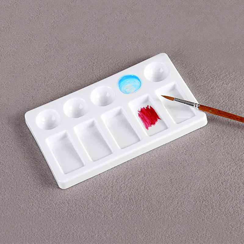 2pcs 10-Well Watercolor Painting Palette Rectangle Artist Paint Palette Mixing Tray For Watercolor Oil Gouache Acrylic Paints