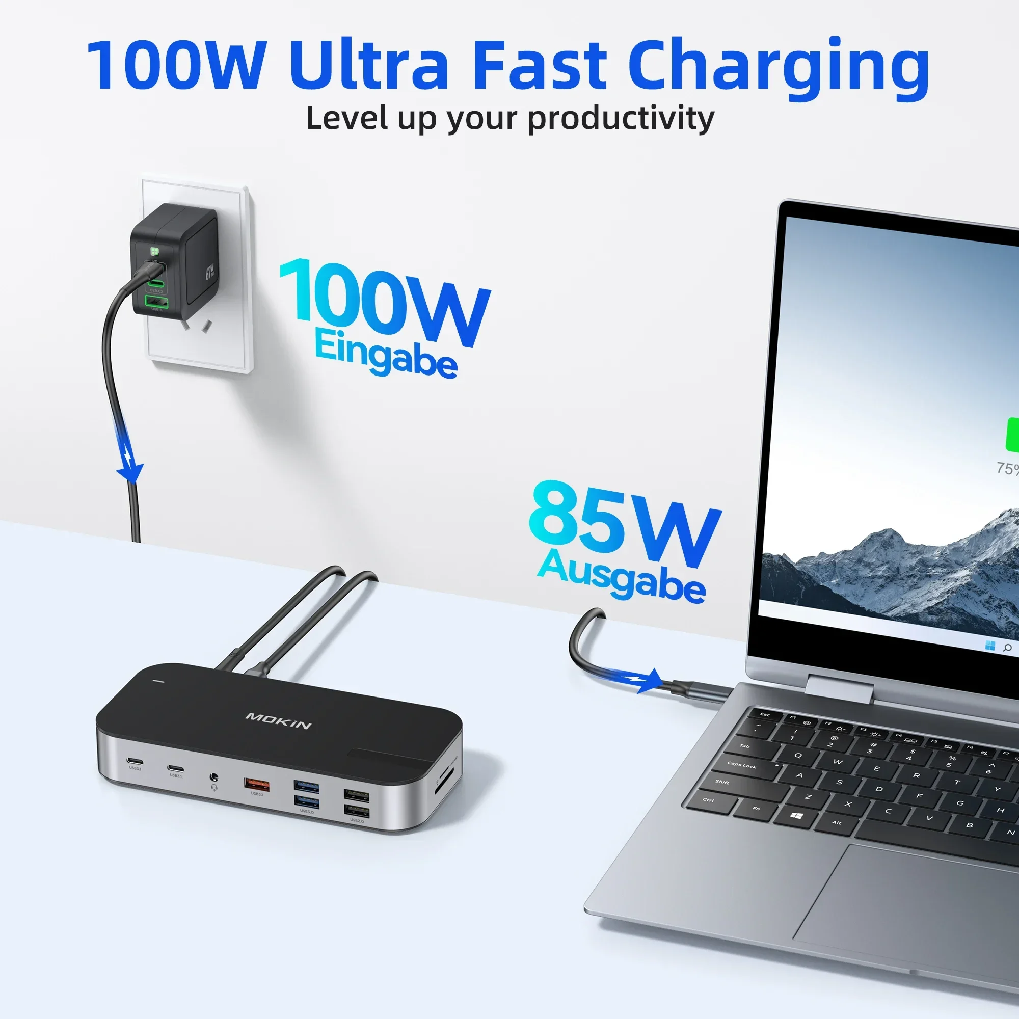 MOKiN ドックトリプルモニター 15 in 1 ドッキングステーション USB C