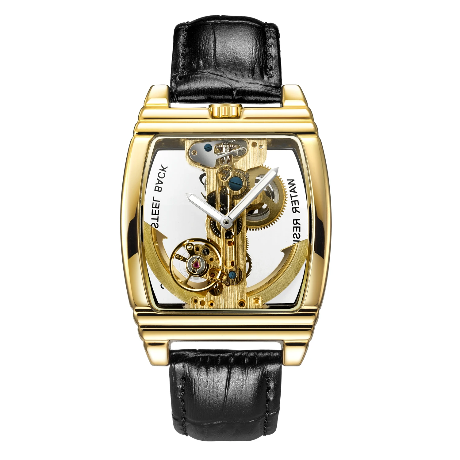 Transparent Automatic Mechanical Watch Men Steampunk Skeleton Luxury Gear Self Winding Leather Mens Clock Watches Montre Homme mechanical watch